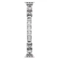 Metal watch strap for Apple Watch featuring bow engraving and sparkling gem inlay details. - Silver (Bow)