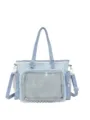 Graziosa borsa ita Lolita giapponese con finestra trasparente, borsa a tracolla a pois donna. - Borsa Singola / Blu