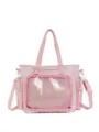 Borsa ita a pois rosa, stile Lolita giapponese borsa a tracolla trasparente per spille. - Borsa Singola / Rosa