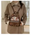 Mini mochila retro de cuadros marrones para mujer, bolso escolar de estilo coreano. - S / Paisley Marrón