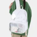 Mochila estilo japonés JK Ita gran capacidad ventana transparente bolso escolar estudiante - Blanco