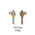 Vue détaillée du pendentif breloque bijoux DIY en alliage baguette cristal bleu 10x21mm. - Style Sceptre de Cristal (#13)