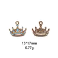 Gros plan détail du pendentif couronne en alliage avec émail bleu, bijou DIY 15x17mm. - Style Couronne (#14)