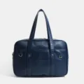 Bolso escolar japonés JK de piel PU azul oscuro, bolso de hombro informal para estudiantes - Azul Marino Con Pompon Y Correa