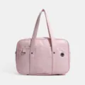 Bolso de uniforme JK rosa bolso de hombro de PU para estudiantes maletín de viaje - Rosa Con Pompon Y Correa