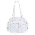 White polka dot ita bag Japanese style clear shoulder bag for daily commuting and pins display - White