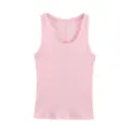 Women's Casual Slim Fit Ribbed Sleeveless U-Neck Tank Top Solid Color Basic Vest - S / Pink