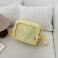 Bolso cruzado amarillo de lunares con ventana transparente para mujer, estilo casual diario. - Amarillo