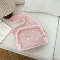 Bolso bandolera estilo colegio japonés rosa con ventana transparente para uso diario - Rosa