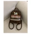 Mochila mini de terciopelo con estampado de leopardo para niñas, bolso escolar retro. - S / Leopardo Café (Pequeño)
