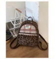 Mini mochila con estampado de leopardo retro para mujer, bonita mochila de cuadros con volantes. - S / Estampado de Leopardo Café