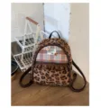 Mochila pequeña estilo universitario con estampado de leopardo retro coreano, bolso invierno. - S / Estampado de Leopardo Marrón