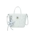 Bolso tote con estampado de estrellas blancas, correa y colgante de estrella para mujer. - Bolsa Individual / Blanco Roto