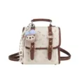 Mochila escolar de estilo universitario para mujer bolso casual con adorable colgante de peluche. - Bolsa Individual / Marrón