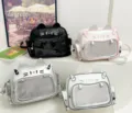 Linda mochila ita con orejas de gato malla transparente moda estilo dulce cool bolso bandolera - Blanco y Rosa