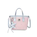 Bolso de Mano Rosa con Estampado de Estrellas y Asas Plateadas para Mujer y Diario - Bolsa Individual / Rosa