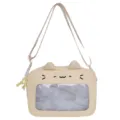 Lindo bolso ita de gato con ventana transparente, hermosa bolsa cruzada para uso diario. - Amarillo