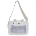 Bolso bandolera gato blanco ita ventana transparente bolso de hombro para estudiantes - Beige