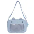 Bolsa ita transparente con orejas de gato bonita bolso bandolera kawaii para niñas estudiantes - Azul
