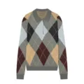 Suéter polo de punto argyle clásico para mujer con mangas largas y botones elegantes. - S / Tops / Estampado