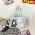 Bolso ita de anime japonés gran capacidad bolso bandolera transparente para la escuela - Azul