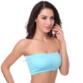 Women seamless bandeau bra detail shot, showing breathable fabric and comfortable fit. - 6XL / Tops / Blue