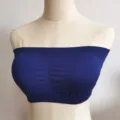 Women seamless bandeau bra dark blue double layer strapless anti glare basic tube top - 6XL / Tops / Navy Blue