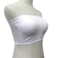 White seamless bandeau bra for women, breathable mesh side daily wear strapless tube top. - 3XL / Top (Hollow Back) / White