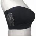 Black seamless bandeau bra with side mesh breathable design for comfortable daily wear and sports. - 3XL / Top (Hollow Back) / Black