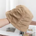 Vintage pleated suede bucket hat for women, stylish autumn and winter warm basin hat. - Adjustable / Khaki