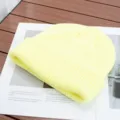 Detailed view of solid color knitted beanie hat, soft warm winter wool cap for men and women stylish. - One Size (High Elasticity) / Neon Yellow