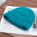 Solid color knit beanie winter warm cap, casual fashion slouchy skull cap for men and women. - One Size (High Elasticity) / Lake Blue