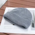 Cozy gray ribbed knit beanie hat for autumn and winter daily warm wear and outdoor windproof style. - One Size (High Elasticity) / Medium Grey