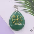 Natural Green Stone Viking Compass Pendant Teardrop Jewelry Accessory DIY Charm New Original - 25x32mm / Green Aventurine