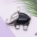 Colgante de elefante de piedra arenisca azul aleación animal joyería encanto accesorio - Colgante Solo (Piedra de Arena Azul) / 28x37mm