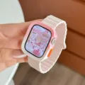 Cinturino magnetico in silicone per smartwatch e custodia protettiva rosa sfumato. - 40/41MM (Universale per S7 S8 S9) / Bianco + Custodia Bianco Rosa