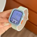 Cinturino magnetico in silicone e custodia protettiva per Apple Watch, accessorio sport. - 40/41MM (Universale per S7 S8 S9) / Verde Menta Luce Stellata + Azzurro