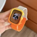 Cinturino in silicone e custodia protettiva compatibili Apple Watch, vivace design bicolore. - Arancione Luce Stellata + Custodia Arancione Gialla