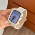 Cinturino per orologio magnetico in silicone bianco con custodia per Apple Watch. - Bianco Bianco Antico + Custodia Bianca