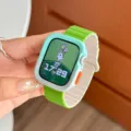 Cinturino per orologio magnetico in silicone verde e custodia compatibili apple watch. - Verde Luce Stellata + Custodia Grigio Blu