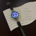 Denim smartwatch strap with cute bear charms, stylish fabric replacement band for smart watch. - Custom 18mm / Black