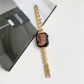 Wellenformiges Metall-Uhrenarmband fur Apple Watch, glanzendes goldenes Ersatzarmband detail. - (1/2/3. Gen 42mm)/44/45/46/49mm Universal / Gold - Edelstahl