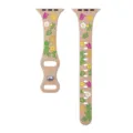 Silicone watch band compatible with Apple Watch, floral butterfly pattern, soft strap. - Milk Tea