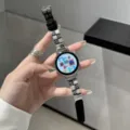 Smartwatch metal leather strap with cute cartoon dog pattern for stylish daily wear accessory. - Black