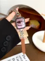 Metallkette und braunes Lederarmband kompatibel mit Apple Watch, stilvolles Zubehör. - (Serie 10/11 46mm) 44mm/45mm/49mm Universal / Braune Silberkette