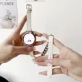 Cinturino di ricambio in pelle e catena in metallo per smartwatch, doppio tour. - Per Quadrante Huawei GT4 41MM / Bianco avorio