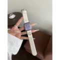 Corduroy apple watch bandje schattige puppy geprint vervangende band zachte stof stijl - Geschikt Voor Apple 38/40/41/(10e Gen 42mm) Universeel / Broken Wit