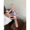 Roze corduroy Apple Watch bandje schattige katten print zachte winter smartwatch vervangingsband - Geschikt Voor Apple 38/40/41/(10e Gen 42mm) Universeel / Roze