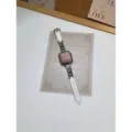 Cinturino per orologio in vera pelle abbinato a catena in acciaio inossidabile. - Denim Bianco