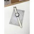 Cinturino di ricambio in silicone e pelle compatibile con smartwatch, elegante design bianco. - Autamisurato 18mm / Bianco avorio